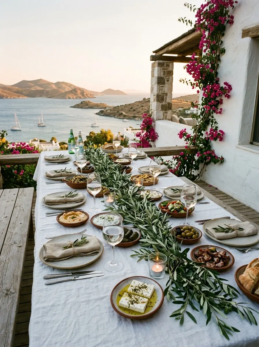 Villa davetinde catering sunumu
