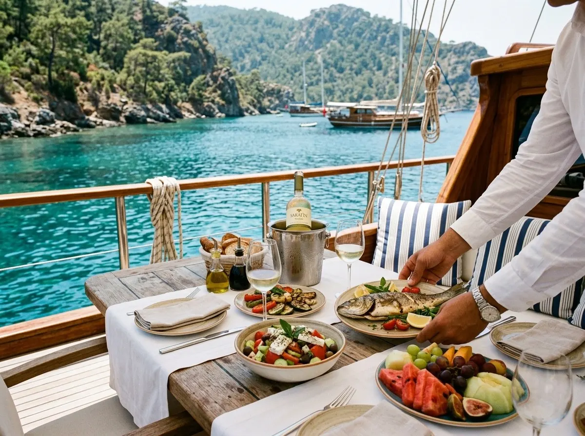 Yat ve tekne catering sunumu